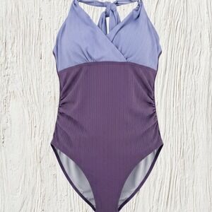 SummerMae Colorblock One Piece Swimsuit Lavender Purple Size‎ 12 NWT